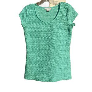 Liz Claiborne Mint Green Textured Short Sleeve Top - Size S